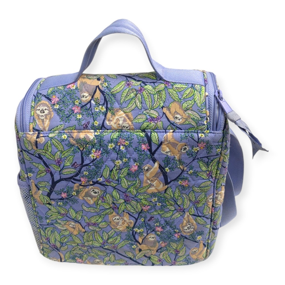 Vera Bradley Sloth Quilted Insulated Lunch Cooler Bag Purple Adjustable Strap - Picture 6 of 8